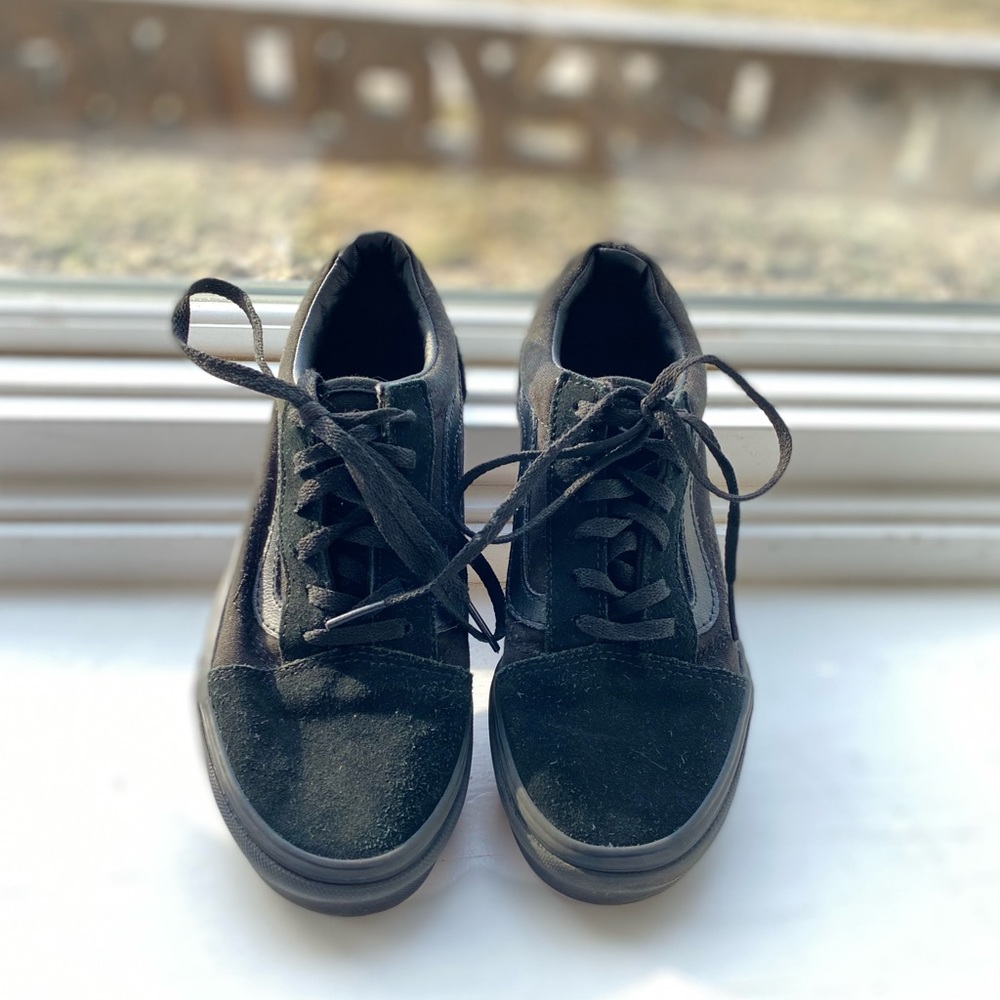 Vans Old School Unisex Sneakers Kids Sz 3 Black On Black Lace Up.